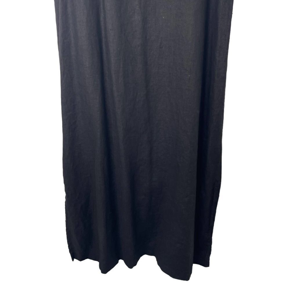 Match Point maxi black 100% linen dress Sz L boho lagenlook - Picture 6 of 8